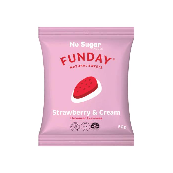 Funday, Natural Sweets Mini Strawberry & Cream, 10 x 15g