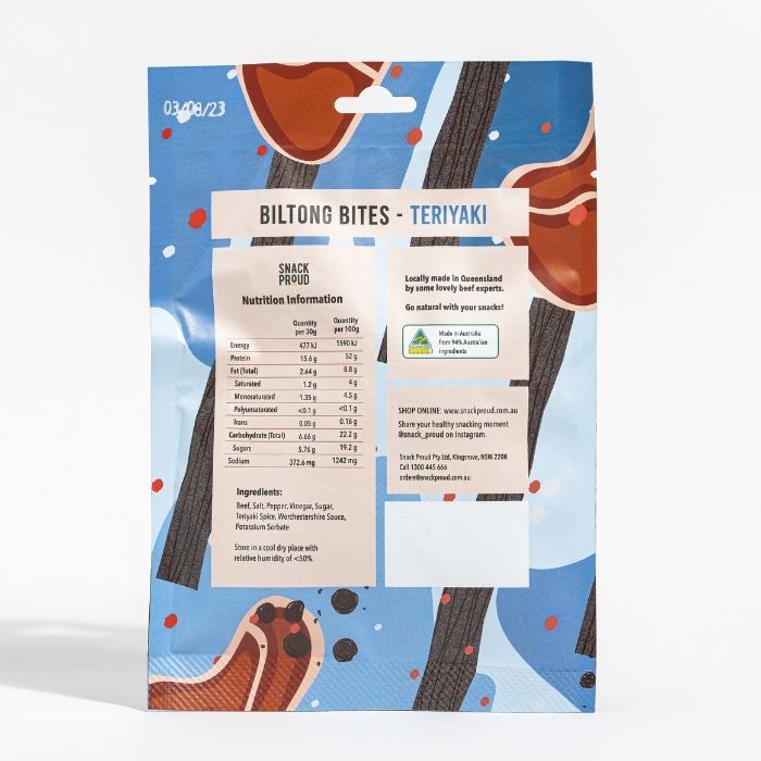 Snack Proud, Grassfed Jerky, Teriyaki, 30g