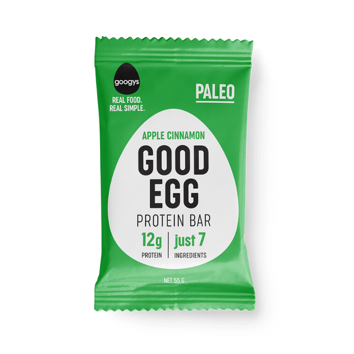 Googys, Protein Bar, Apple Cinnamon, 55g - 12Pack
