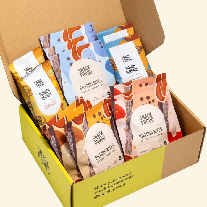 Jerky Lovers Snack Box – grass-fed beef jerky and mixed nuts