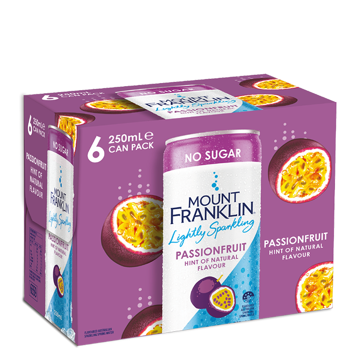 Mount Franklin, Lightly Sparkling Water Passionfruit 24 x 250ml