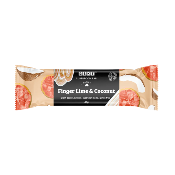 BSKT, Indigenous Finger Lime & Coconut Superfood Bar, 12 x 45g
