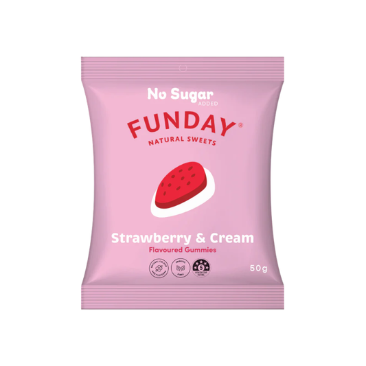 Funday, Natural Sweets Mini Strawberry & Cream 15g - 10 PACK