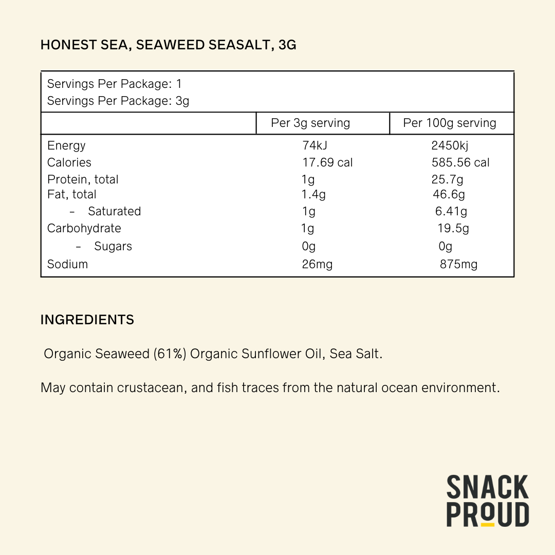 Honest Sea, Seaweed Seasalt, 3g - 6pack
