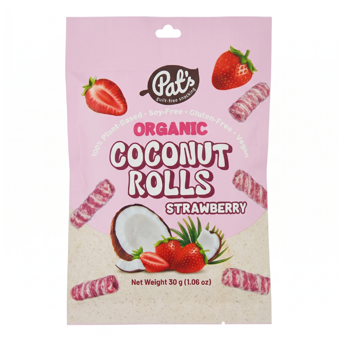 Pat's Snacks, Strawberry Coconut Rolls 30 x 30g