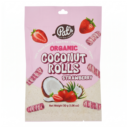 Pat's Snacks, Strawberry Coconut Rolls 30 x 30g