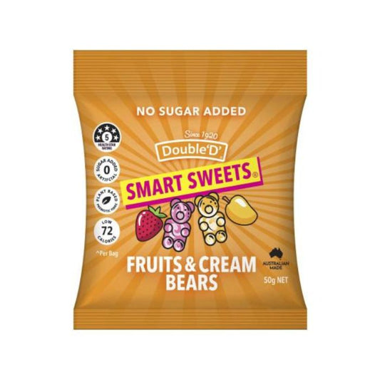 Double D, Smart Sweets Fruits & Cream Bears 50g