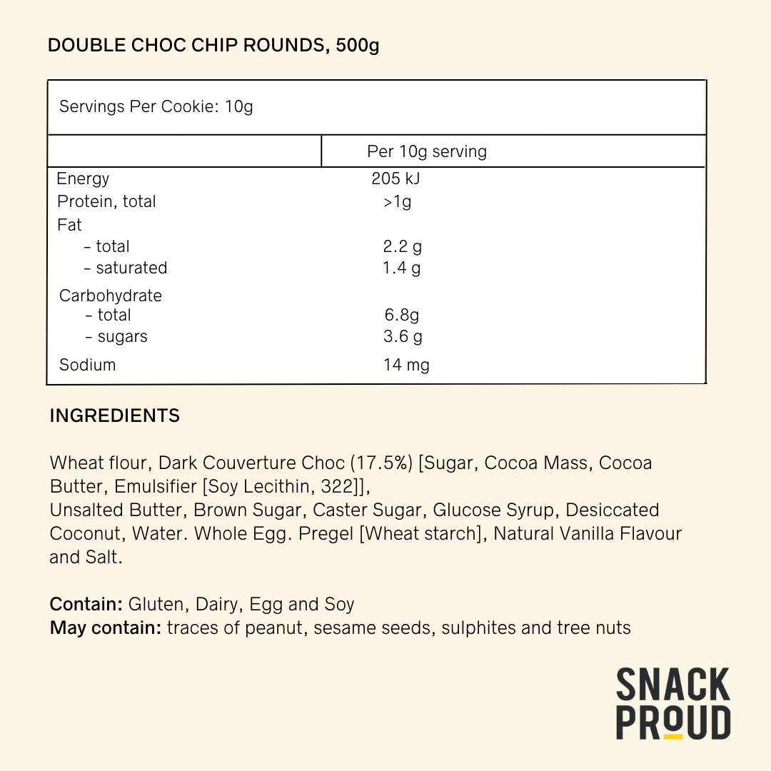 Charlie's Fine Food, Double Chocolate Chip Rounds, 500g