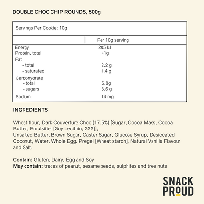 Charlie's Fine Food, Double Chocolate Chip Rounds, 500g