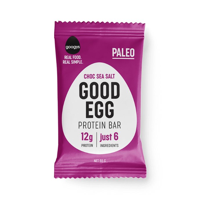Googys, Protein Bar, Choc Sea Salt, 55g - 12Pack